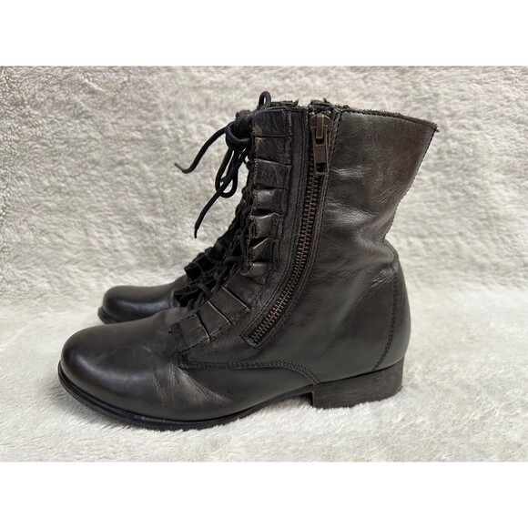 Betsey Johnson Shoes - Betsey Johnson women distressed black  Leather  Steampunk Combat boots size 7